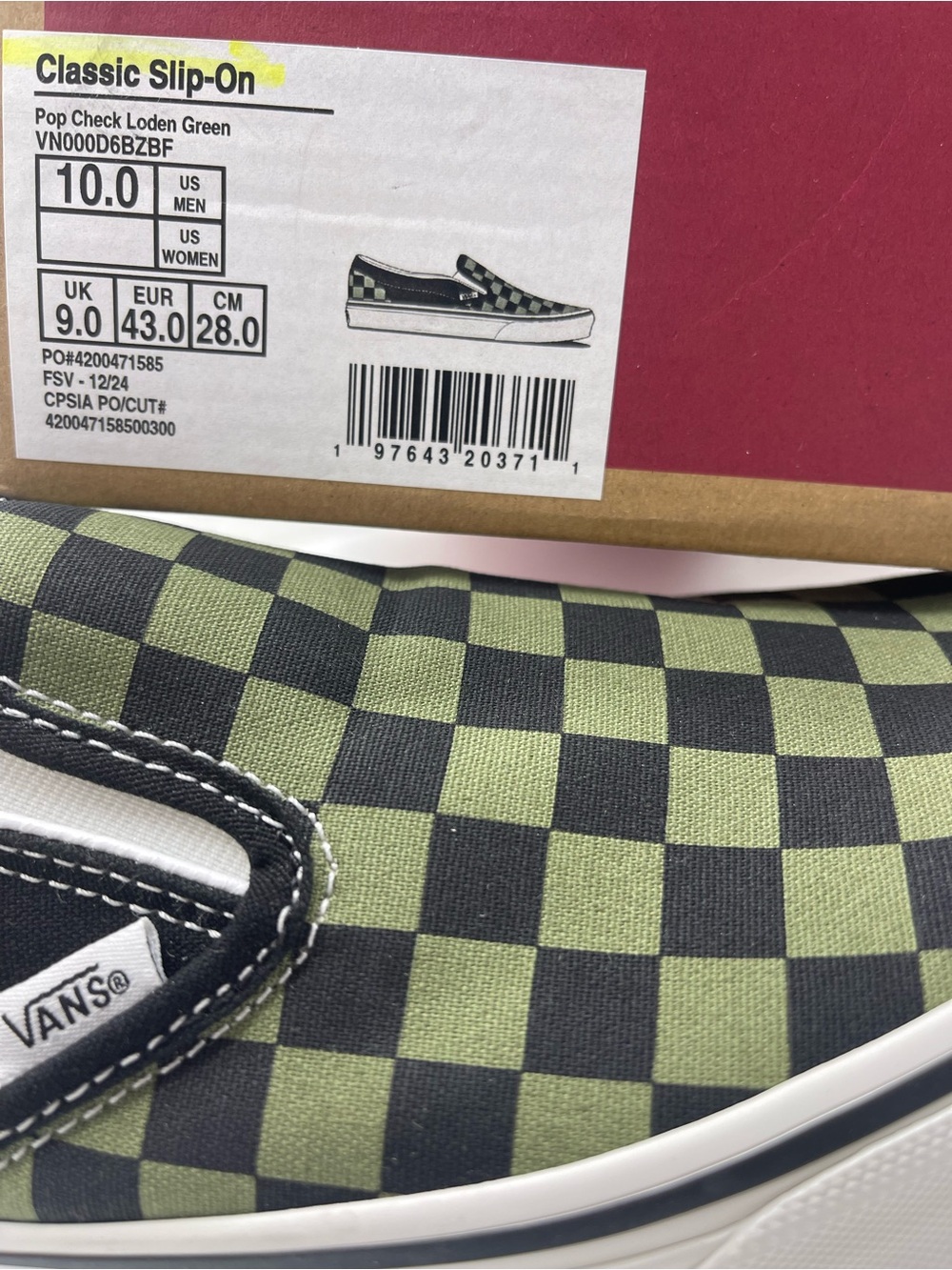 Vans Men’s Sz 10 Classic Slip-On Pop Check Loden Green
VN000D6BZBF Sneakers - Picture 14 of 16